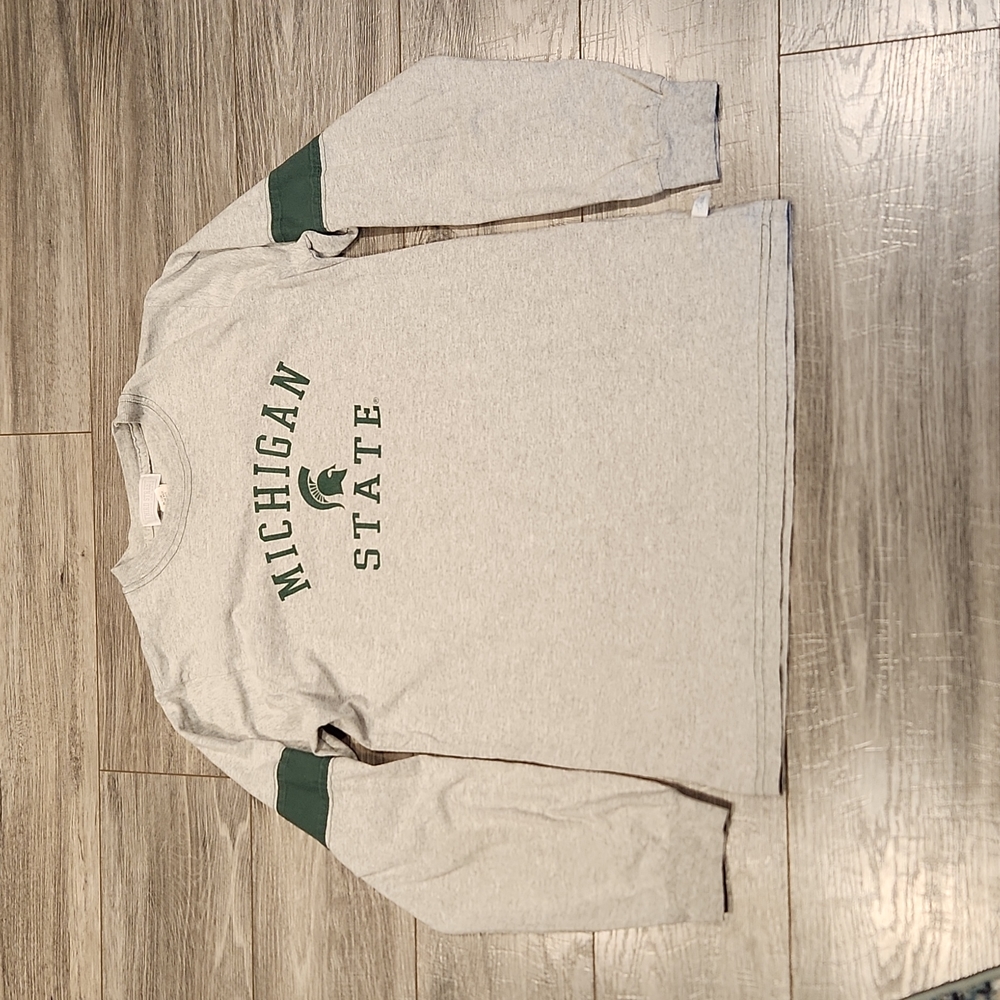 EUC Third Street Michigan State 100% cotton Boys sz YXL (18) Long Sleeve Jersey